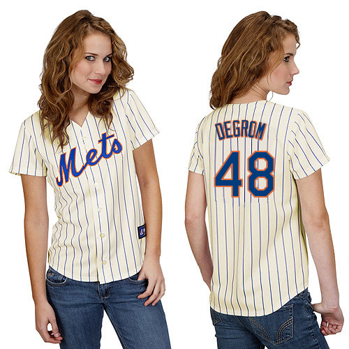 Jacob deGrom #48 mlb Jersey-New York Mets Women's Authentic Home White Cool Base Baseball Jersey